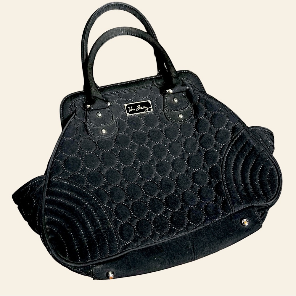Vera Bradley Quilted Bag In Black Polka Dots “Retired Print”